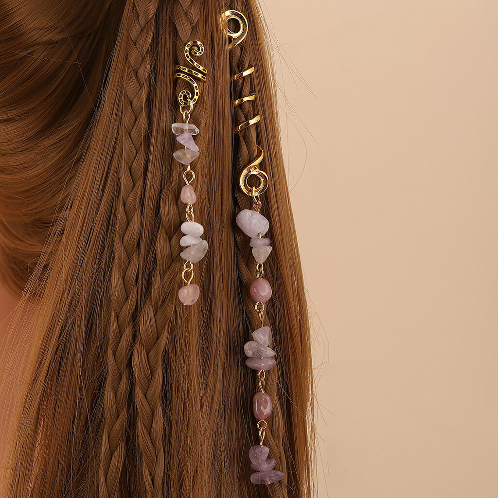 🌿Natural stone hair jewelry in a spiral