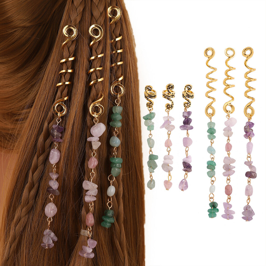 🌿Natural stone hair jewelry in a spiral