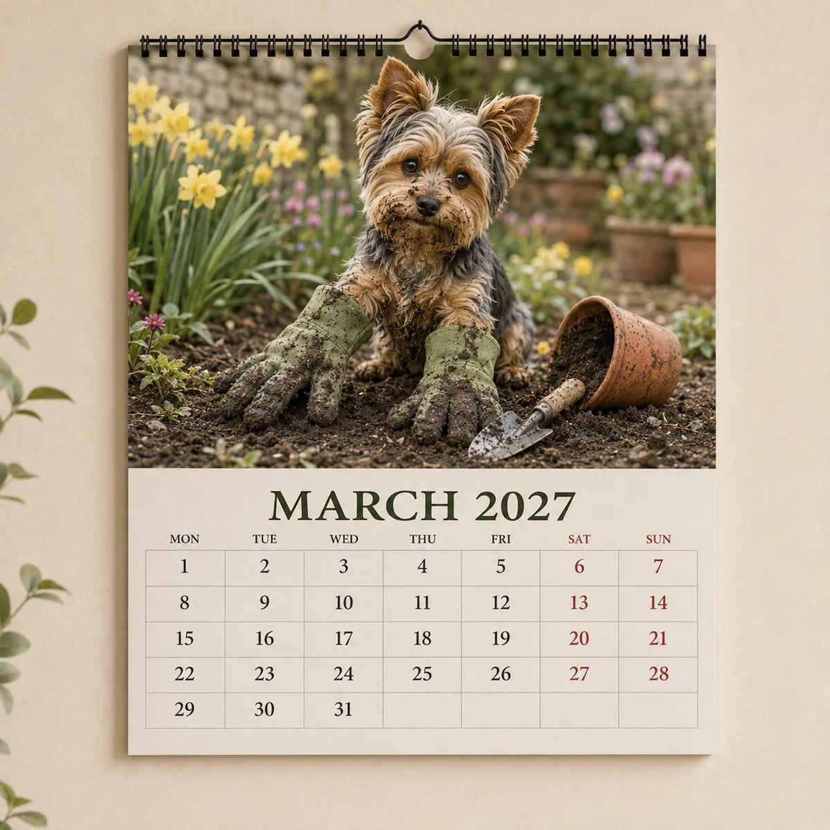 2027 Funny Yorkshire Terrier Wall Calendar | A4 Hanging Calendar