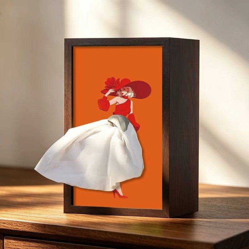 50% OFF - Solid Walnut Wooden Ballet Girl Paper Tray / Natural Wooden Napkin Holder