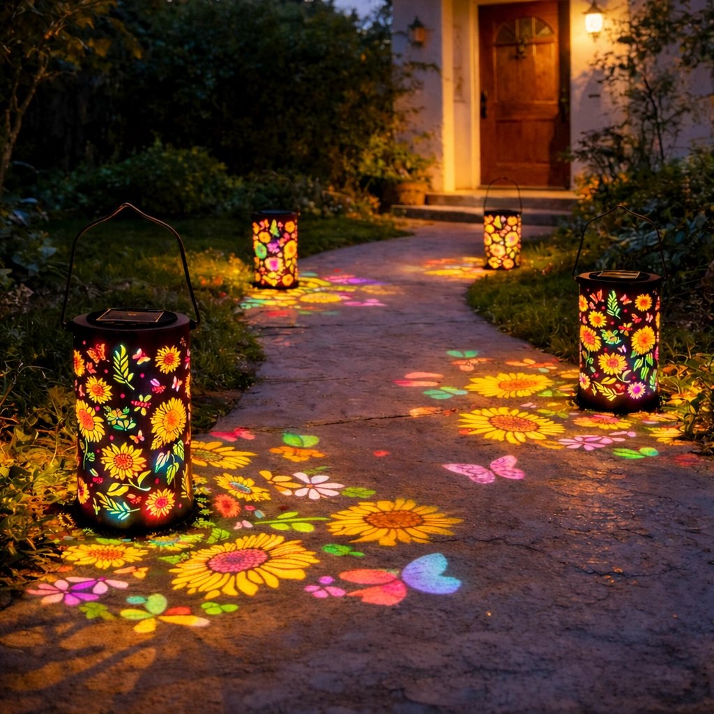 🌞Colorful, solar-powered garden lantern with sunflower light effect