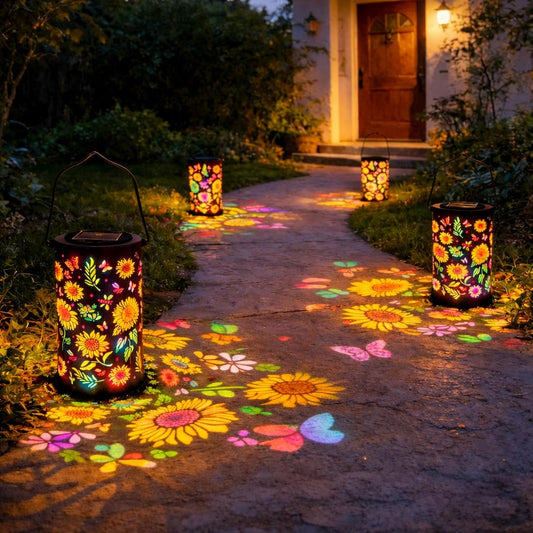 🌞Colorful, solar-powered garden lantern with sunflower light effect