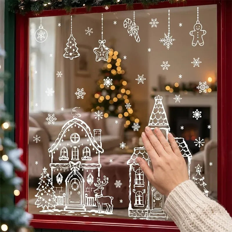 ❄️🎅Set of static-cling Christmas window decals