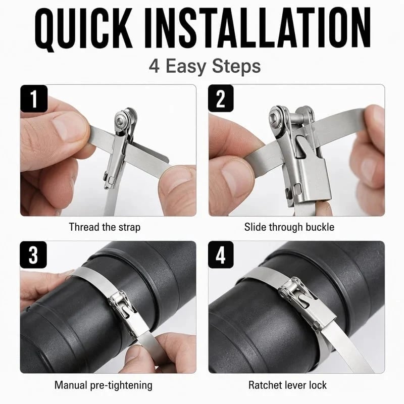 🔥LAST DAY 49% OFF 🛠️Heavy Duty Stainless Steel Cable Tie with Flip Lock Buckle