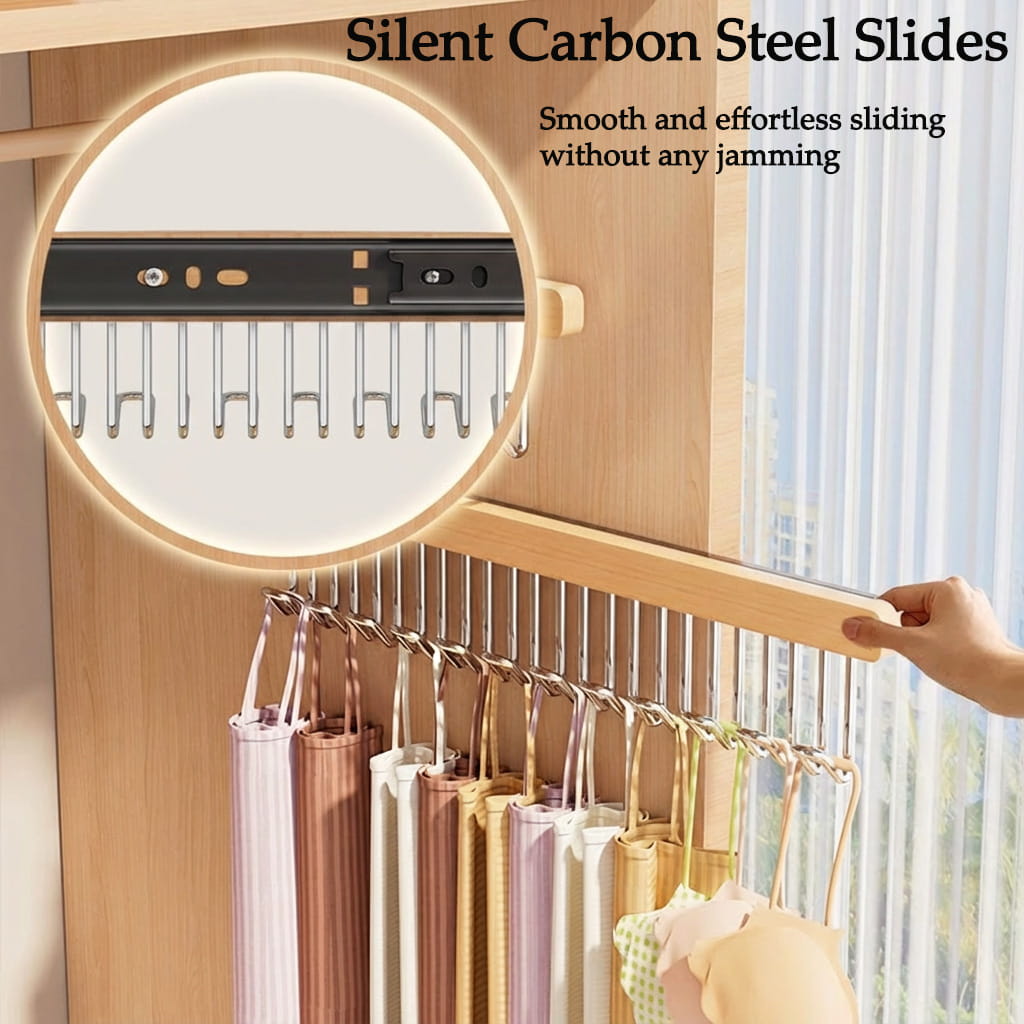 🌿Premium Pull-Out Wooden Hanger Rack