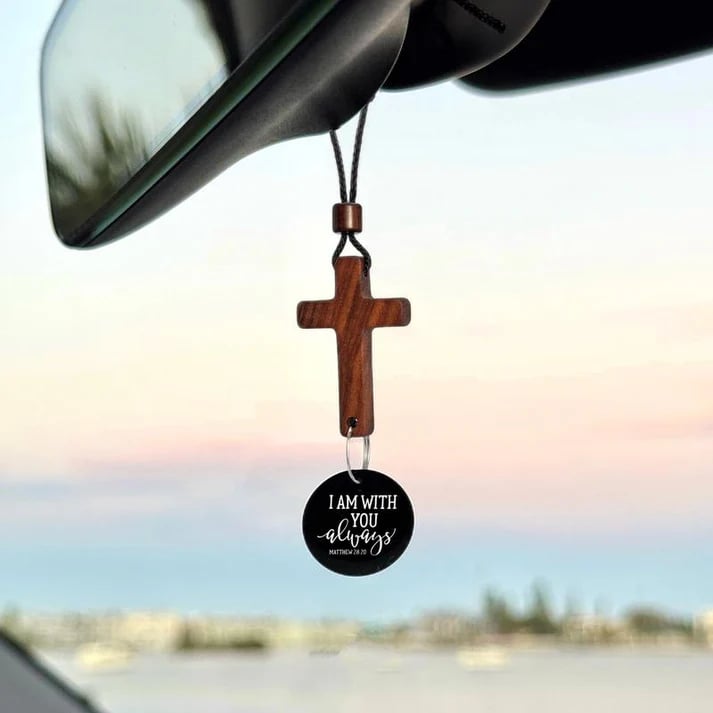 ✝️Bible Verse Car Rearview Mirror Hanging Cross Pendant