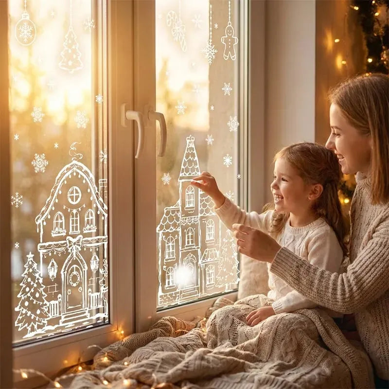 ❄️🎅Set of static-cling Christmas window decals