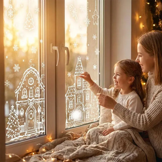 ❄️🎅Set of static-cling Christmas window decals