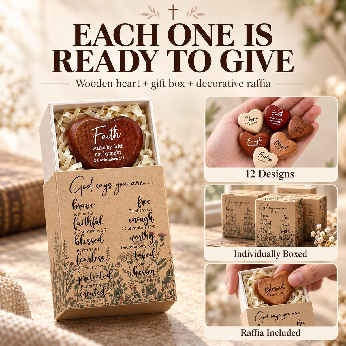 ✝️🎁Christian gift set with heart-shaped pocket cards (pack of 12)