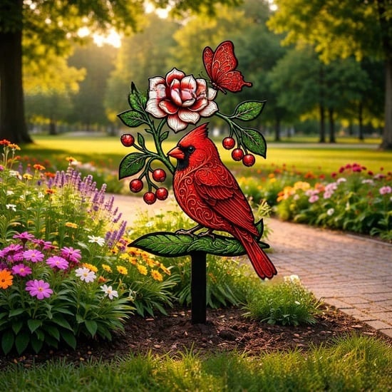 🐦Cardinal Art Garden Stake