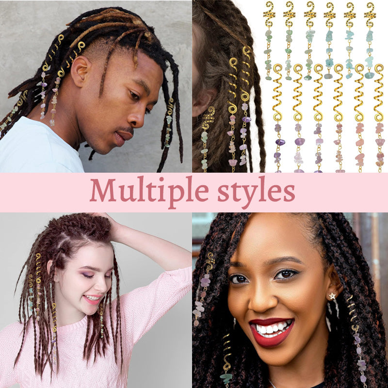 🌿Natural stone hair jewelry in a spiral