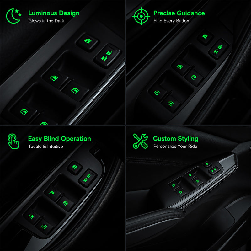 💡Glow-in-the-dark stickers for car window lift switches – Colorful warning stickers that glow in the dark