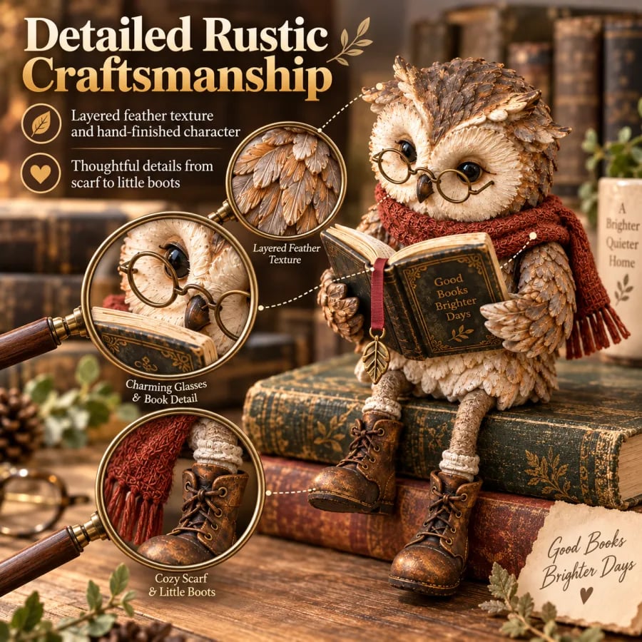 ✨🦉Reading Owl Figurine📖📚️