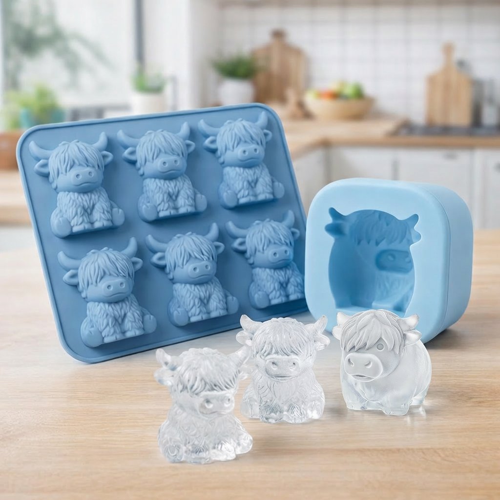 🐮 Mini Highland Cow ice cube tray and dessert mold 🧊🍪 Cute 3D ice cubes for drinks, parties, and gifts💕