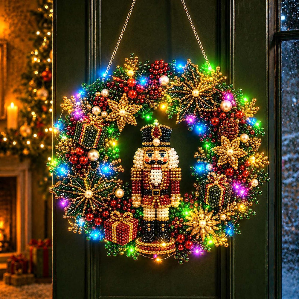 ✨DIY Diamond Painting Christmas Wreath Lighted Acrylic Holiday Door Hanging Decor🎄