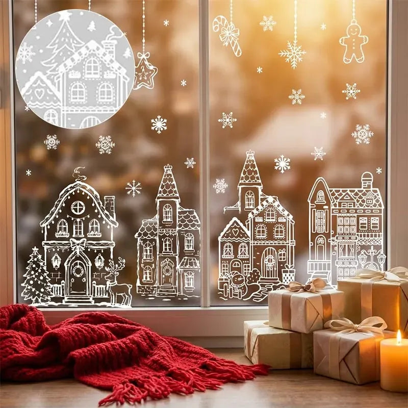 ❄️🎅Set of static-cling Christmas window decals