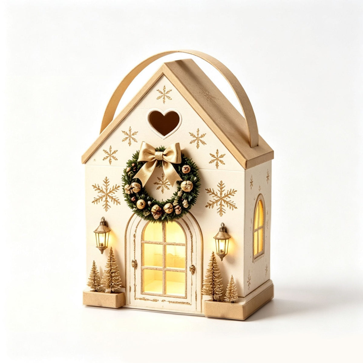 🏠 Christmas Cottage Handle Gift Box – 3D House‐Shaped Festive Packaging For Small Treats