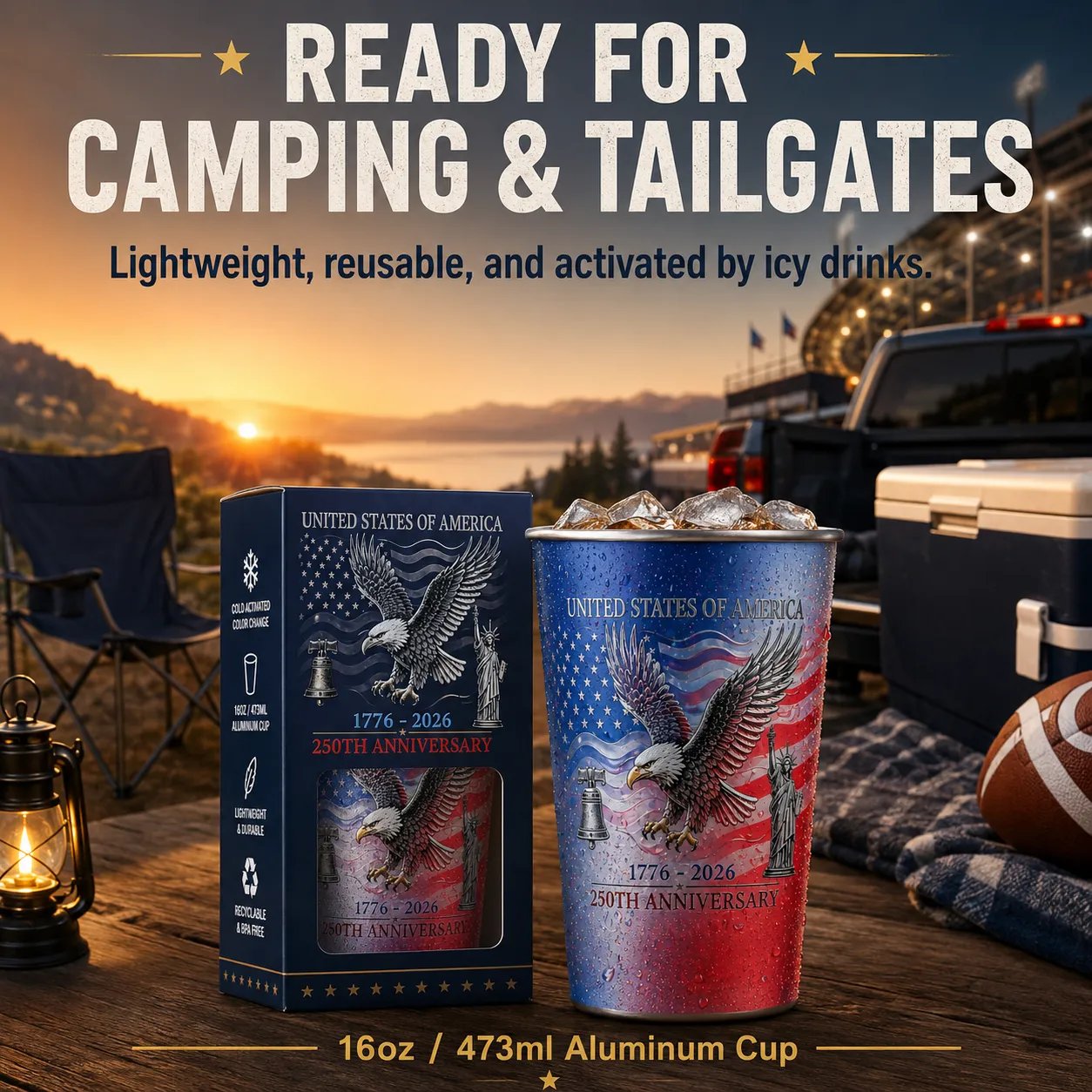 🔥LAST DAY 49% OFF -🦅 Pour Ice-Cold Beer | USA 250th Anniversary Color Changing Cup 🎉