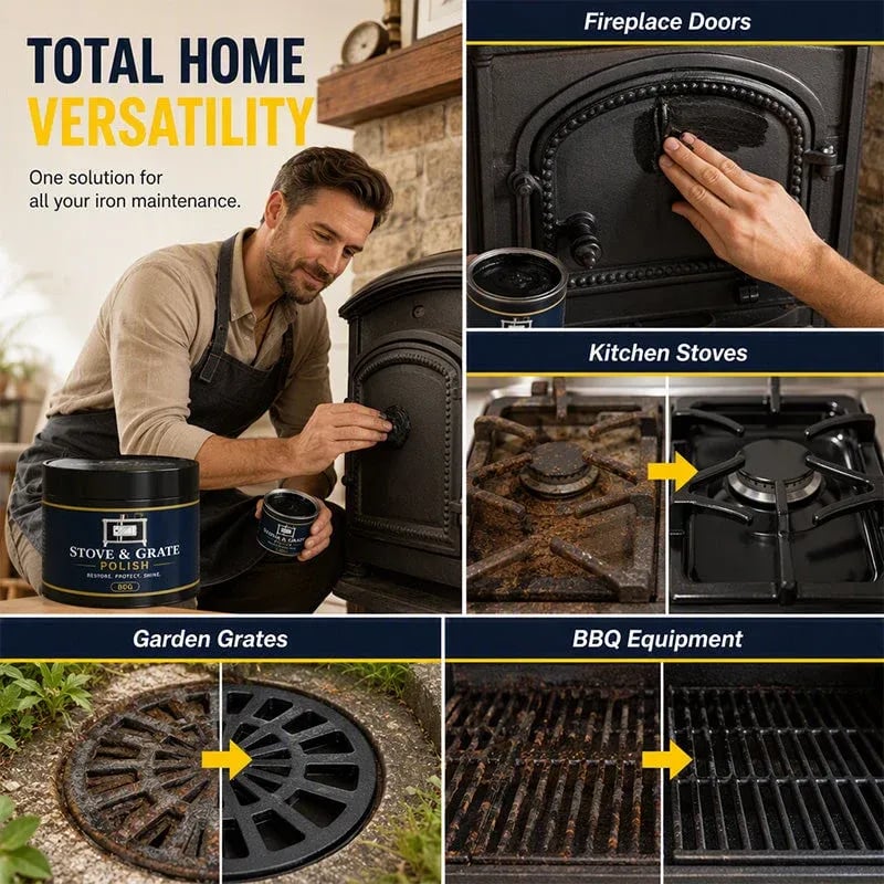 🏆Limited Time Sale 49% OFF🔧Cast Iron Stove Polish with Sponge