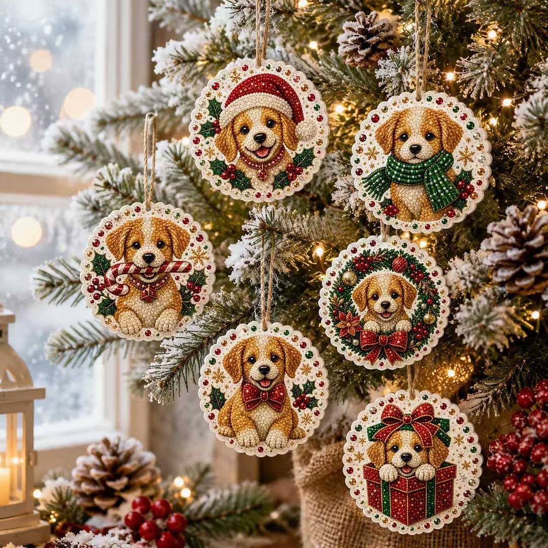 🎄🦌 6-Pack Christmas Diamond Painting Ornament Kit | Make Beautiful Hand‐Made Decorations🎁