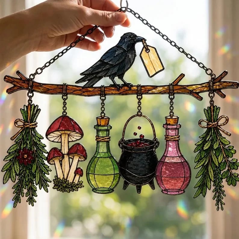 🔥Last Day 49% OFF – 🖤🐦‍⬛Raven Witch Suncatcher