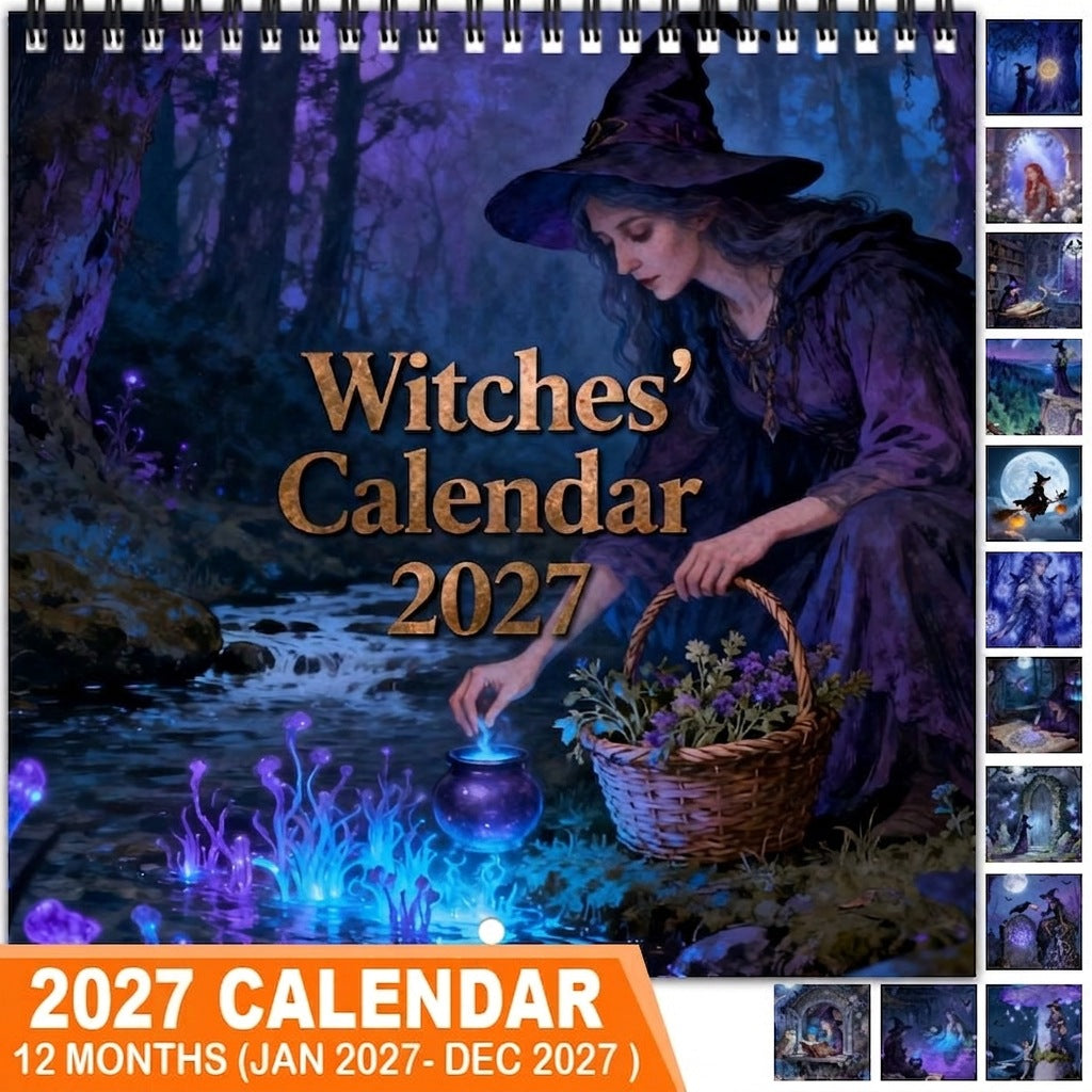 Witches’ Calendar 2027 Wall Calendar – 12-Month Mystical Witch Calendar, Enchanted Forest Hanging Wall Planner for Wicca, Witchcraft & Magic Lovers