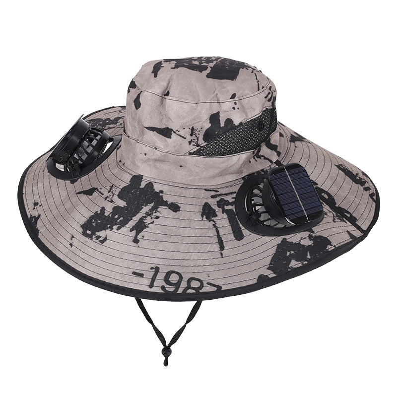 🔥Father's Day Sale 49% OFF - Wide Brim Solar Fan Outdoor Fishing Hat-Solar & USB Charging