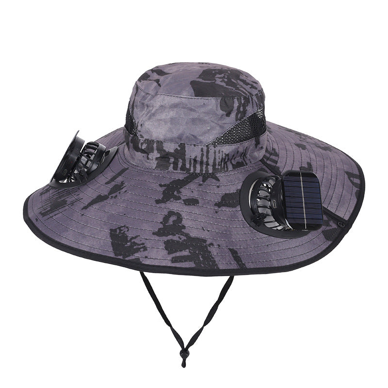 🔥Father's Day Sale 49% OFF - Wide Brim Solar Fan Outdoor Fishing Hat-Solar & USB Charging