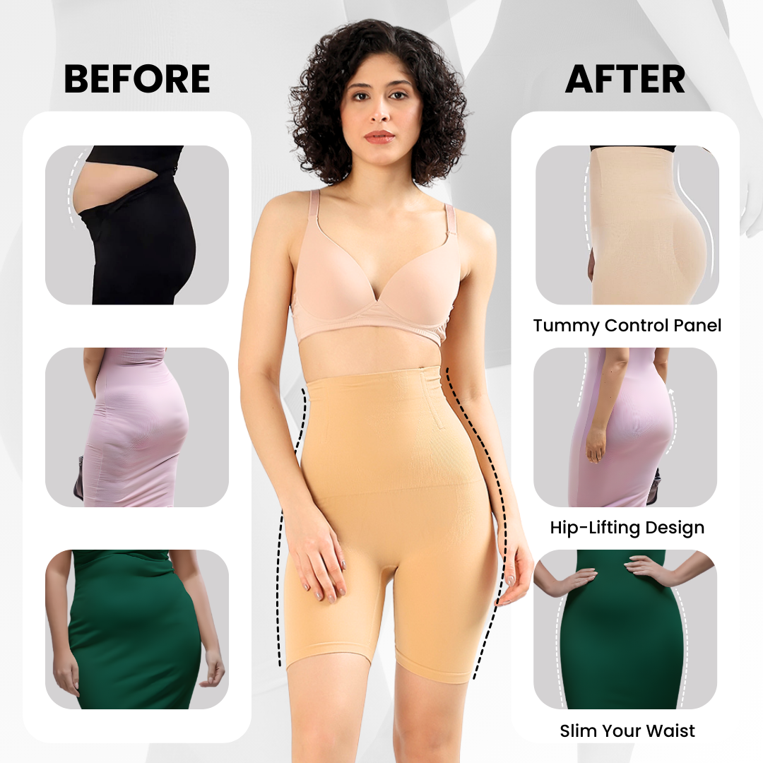 High-waisted shorts with a tummy-sculpting effec