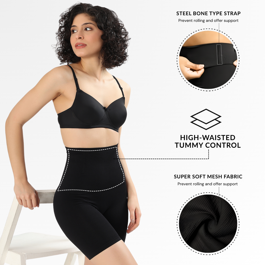 High-waisted shorts with a tummy-sculpting effec