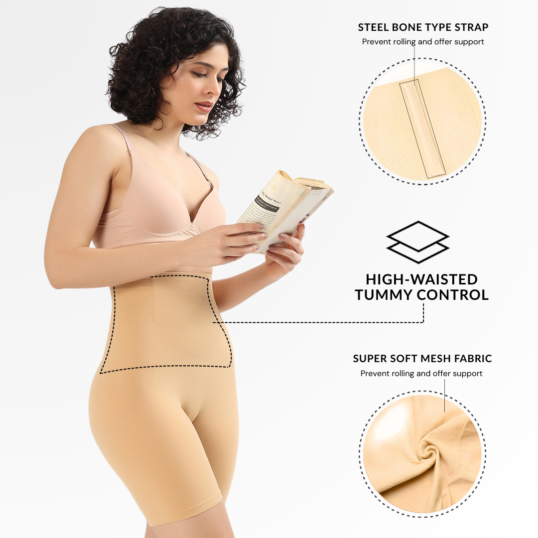High-waisted shorts with a tummy-sculpting effec