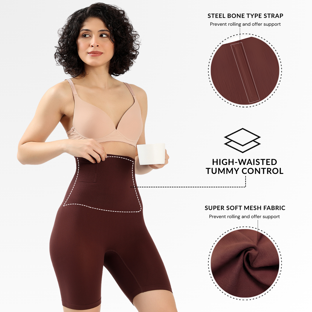High-waisted shorts with a tummy-sculpting effec
