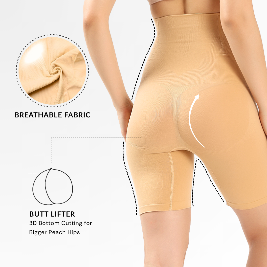 High-waisted shorts with a tummy-sculpting effec