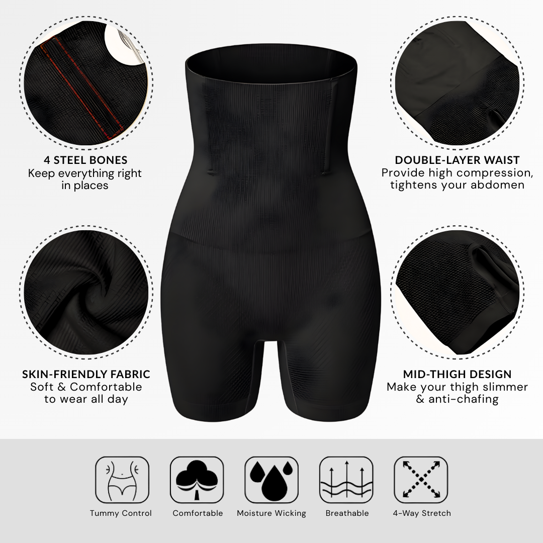 High-waisted shorts with a tummy-sculpting effec