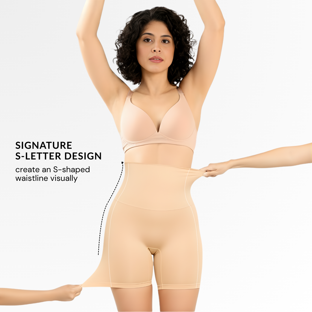 High-waisted shorts with a tummy-sculpting effec