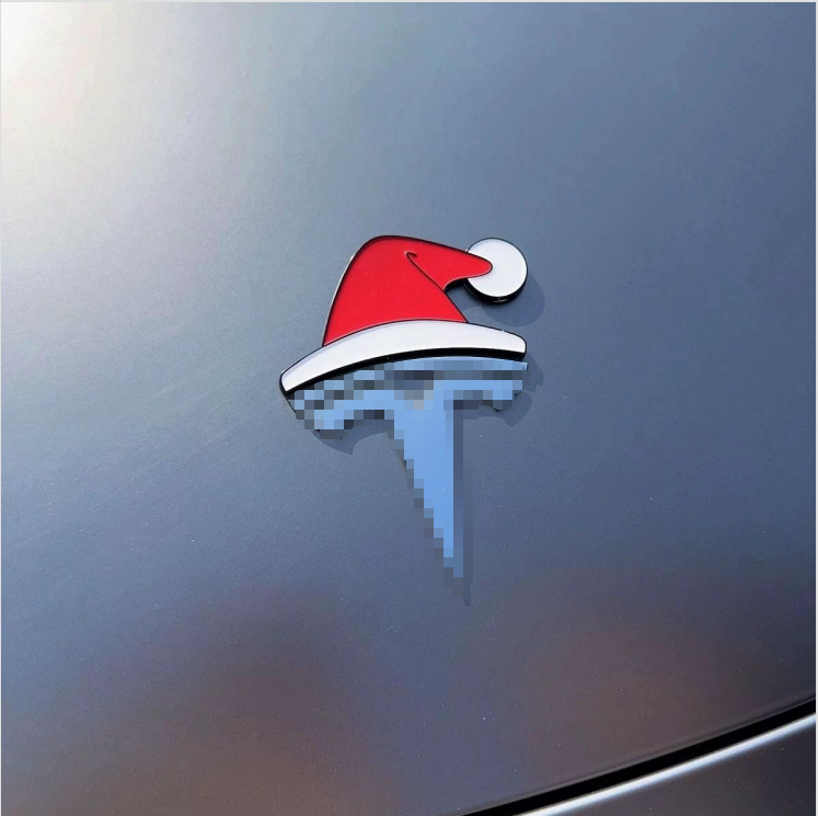 Santa Hat Overlay for Tesla Emblem, Reusable!