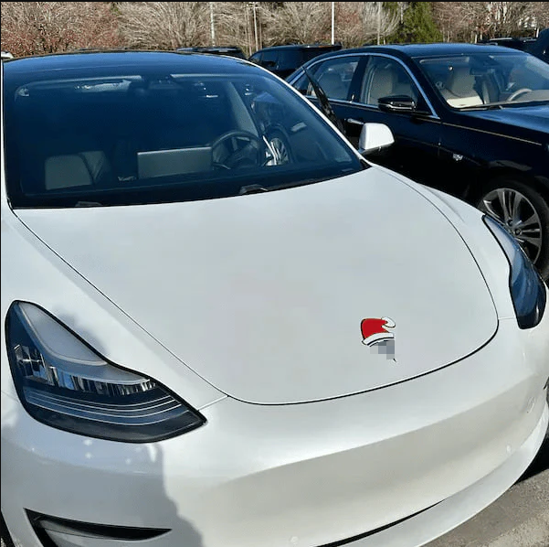 Santa Hat Overlay for Tesla Emblem, Reusable!