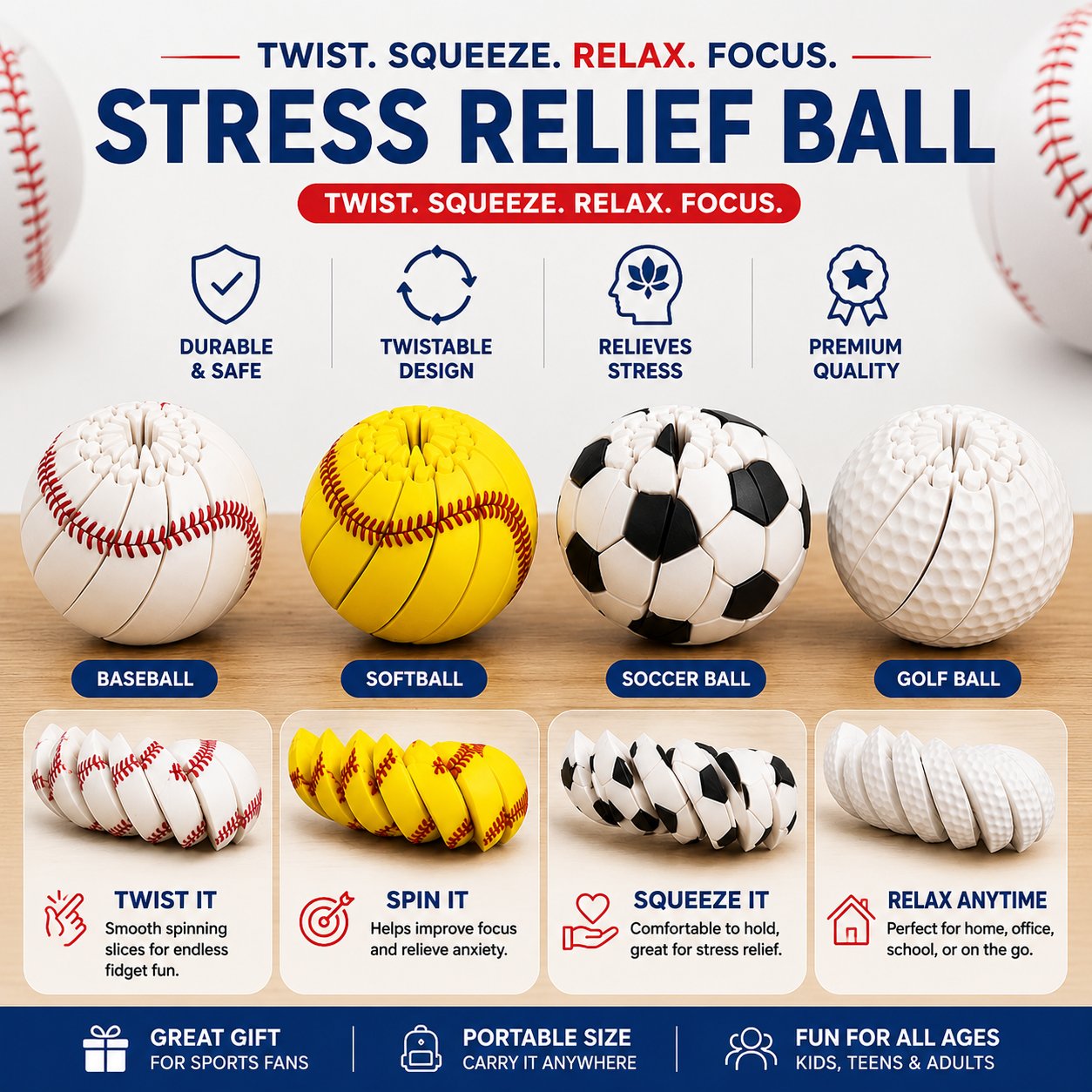 ⏰ Last day: 49% off – ⚾ Baseball Fidgetball