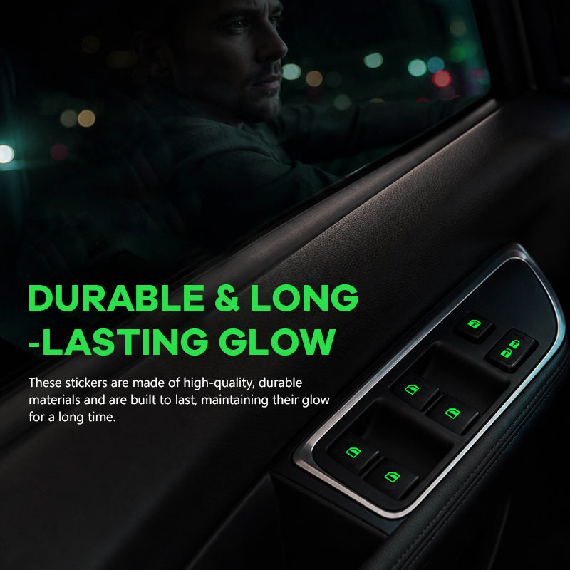 💡Glow-in-the-dark stickers for car window lift switches – Colorful warning stickers that glow in the dark