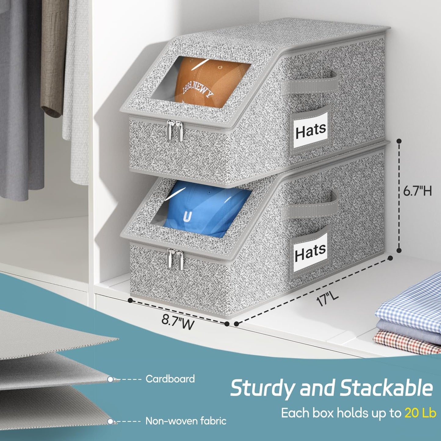 Stackable Hat Storage for Baseball Caps