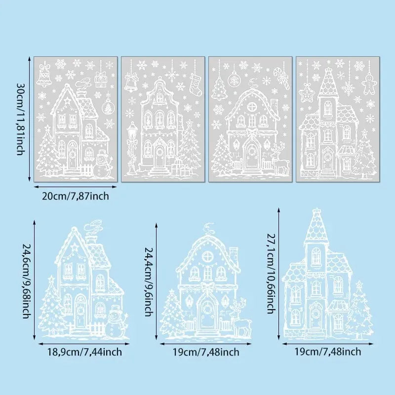 ❄️🎅Set of static-cling Christmas window decals