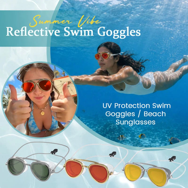 🏖️🏝️ Anti-Fog UV400 Reflective Swim Goggles – Stylish Sunglasses Look for Summer🔥