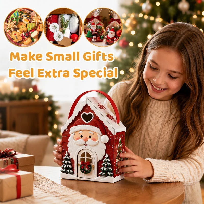 🏠 Christmas Cottage Handle Gift Box – 3D House‐Shaped Festive Packaging For Small Treats