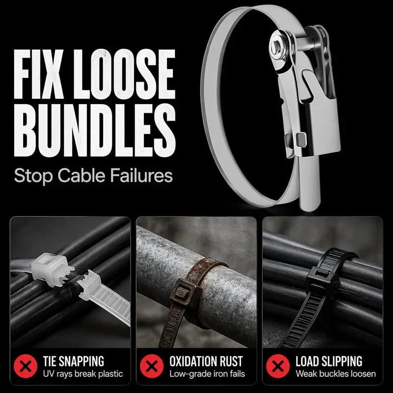 🔥LAST DAY 49% OFF 🛠️Heavy Duty Stainless Steel Cable Tie with Flip Lock Buckle