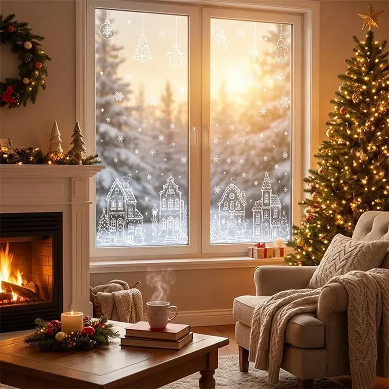 ❄️🎅Set of static-cling Christmas window decals
