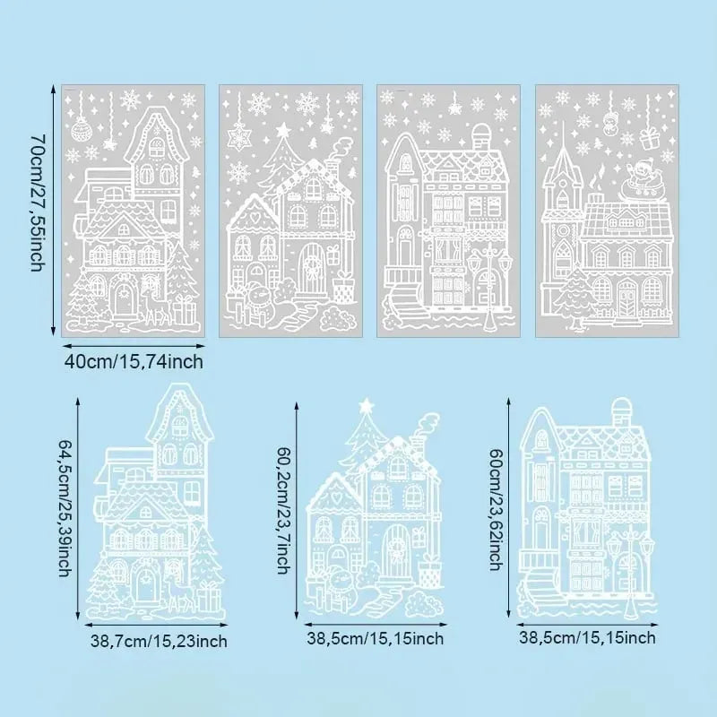❄️🎅Set of static-cling Christmas window decals