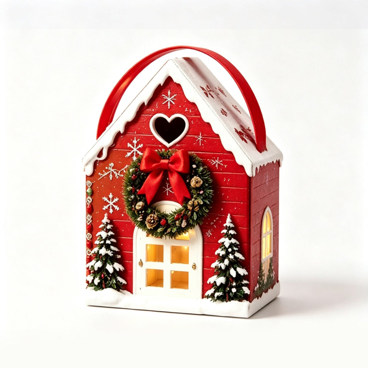🏠 Christmas Cottage Handle Gift Box – 3D House‐Shaped Festive Packaging For Small Treats