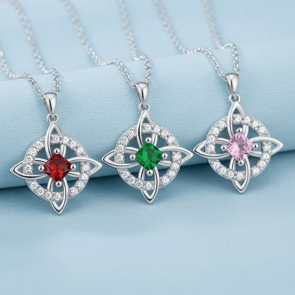 Mystical Necklace with a Birthstone and the Witches' Knot – Natural Crystal 🔮💞 Protect Your Loved Ones