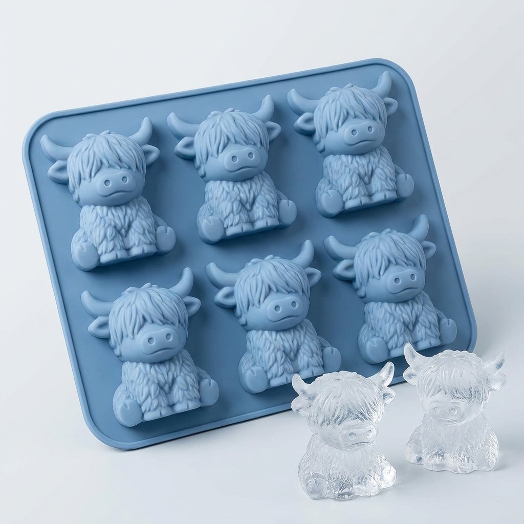 🐮 Mini Highland Cow ice cube tray and dessert mold 🧊🍪 Cute 3D ice cubes for drinks, parties, and gifts💕