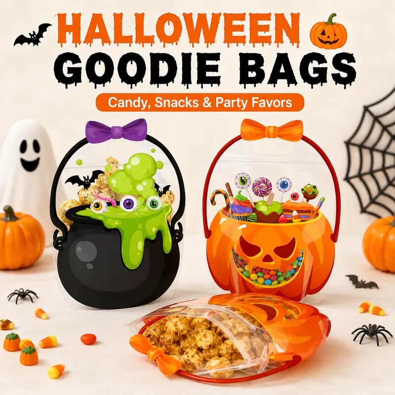 🎃 Halloween Goodie Bags – 12/24/36/48/60 Pcs Treat Bags 👻🧡